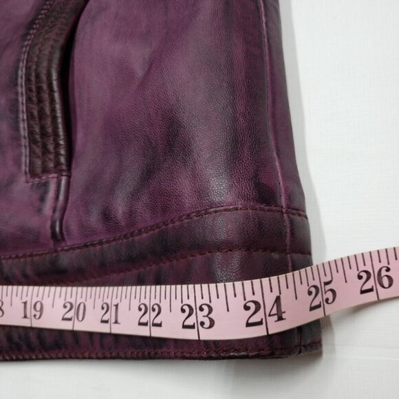 Pelle Lambskin Leather Jacket Coat Purple Wine Men's 4XL Moto - Picture 12 of 15